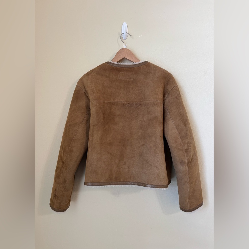 Nili Lotan Eleanor Coat Jacket Suede Lamb Fur Camel Size Small - Picture 4 of 5